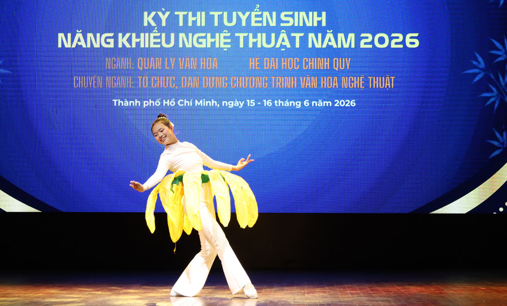 Hơn 190 thí sinh tranh tài tại kỳ thi năng khiếu nghệ thuật năm 2026 của Trường Đại học Văn hóa TP. Hồ Chí Minh