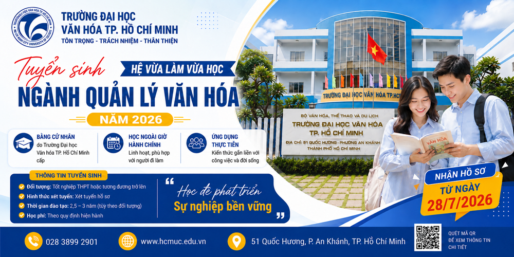 Thông báo tuyển sinh trình độ đại học ngành Quản lý văn hóa hệ vừa làm vừa học năm 2026